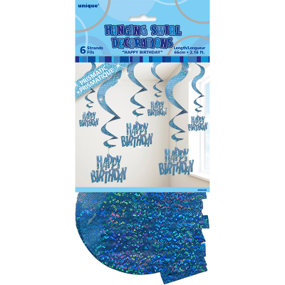 Glitz Birthday Blue Swirls 6PK