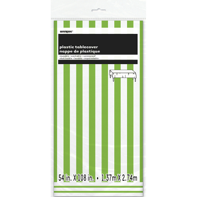 Stripes Lime Green Plastic Tablecover