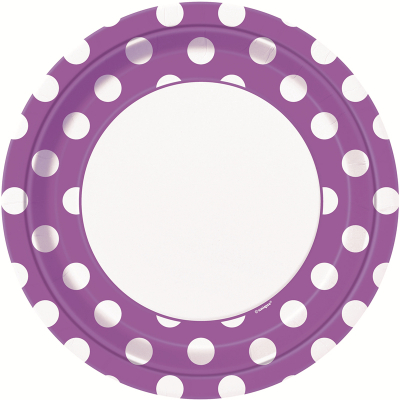 Polka Dots 23cm Plates Pretty Purple 8PK