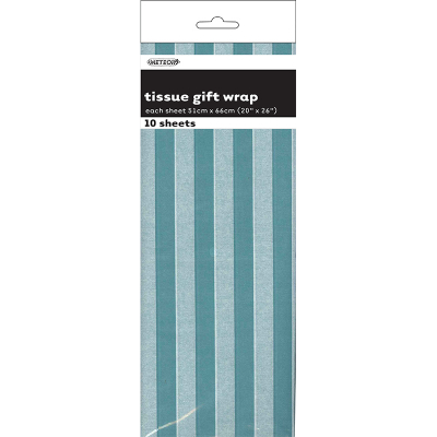 Stripes Teal Tissue Sheet Gift Wrap 10PK