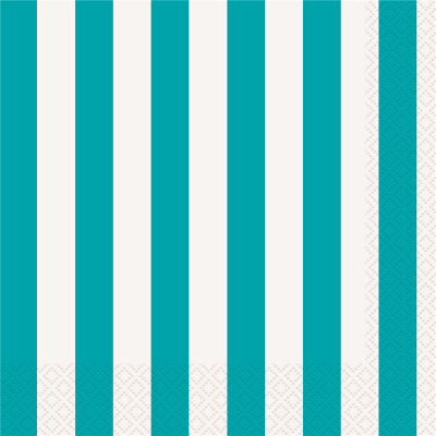 Stripes Teal Beverage Napkin 16PK