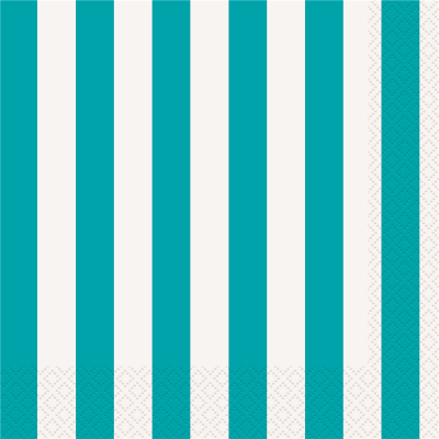 Stripes Teal Luncheon Napkins 16PK