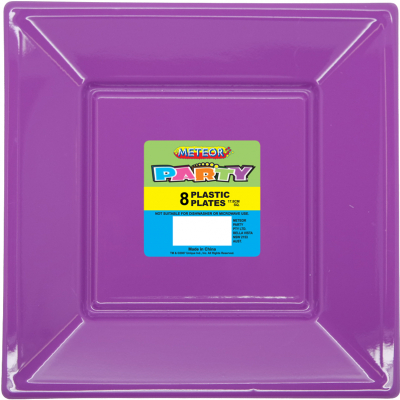 Square Plastic Plates 18cm Purple 8PK
