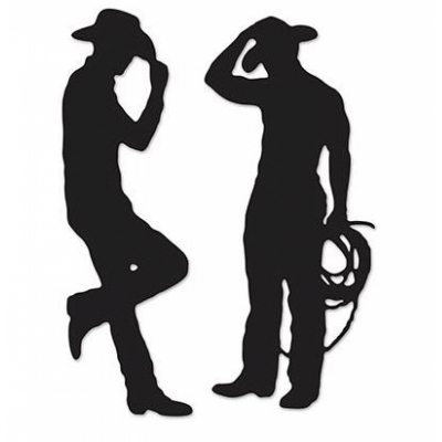 Western Cowboys Black Silhouettes Cutouts 2PK