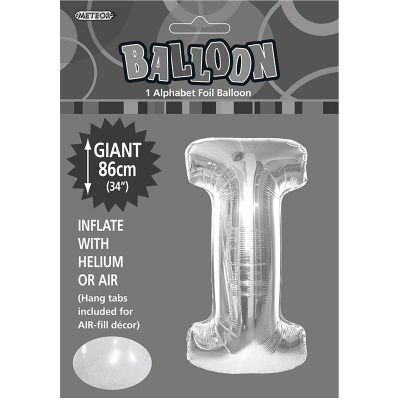 86cm 34 Inch Gaint Alphabet Foil Balloon Silver I