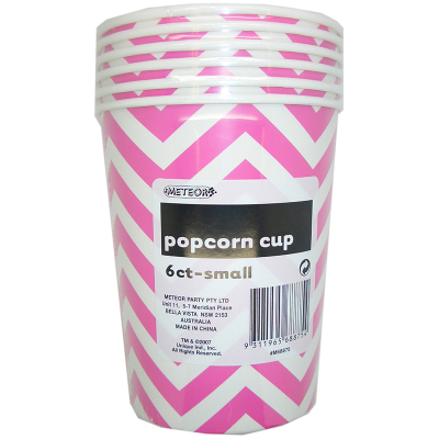 Chevron Popcorn Cups Small Pink 6PK