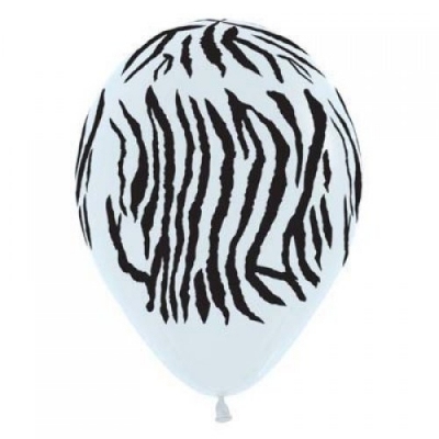 30cm Zebra Animal Print Black & White Latex Balloons 12PK