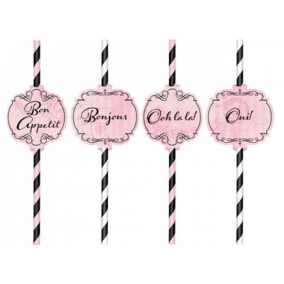 Day In Paris Printed Straws 12PK