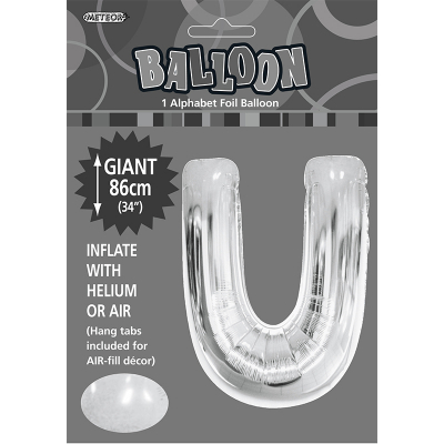 86cm 34 Inch Gaint Alphabet Foil Balloon Silver U