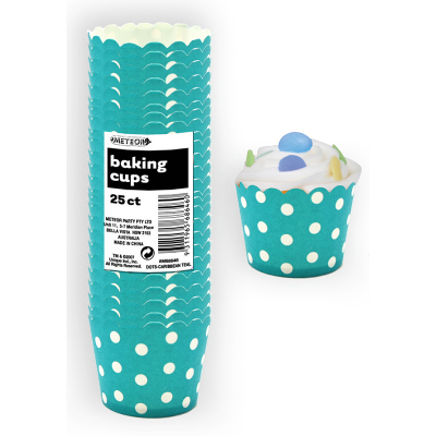 Polka Dots Baking Cups Caribbean Teal 25PK