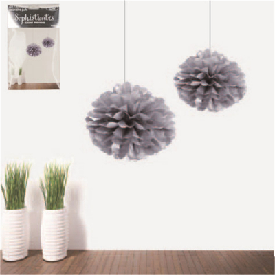 15cm Metallic Silver Puff 2PK