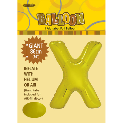 86cm 34 Inch Gaint Alphabet Foil Balloon Gold X