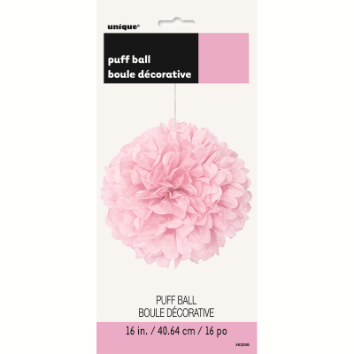 Hanging Puff Ball Decoration 40cm Pastel Pink