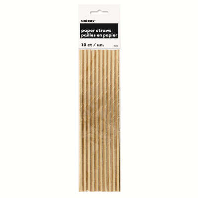 Metallic Gold Foil Paper Straws 10PK