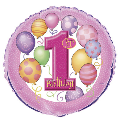 Happy 1st Birthday Pink Foil Balloon