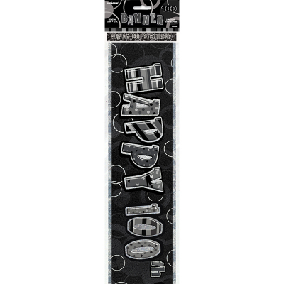 Glitz Birthday Black Foil Banner 100th