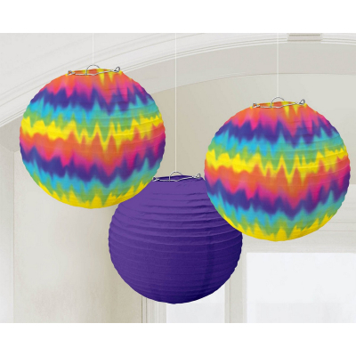 Feeling Groovy Round Paper Lanterns 3PK