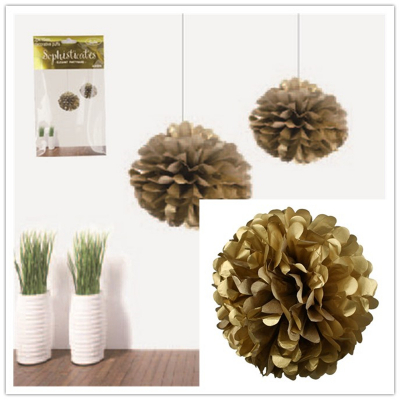 15cm Metallic Gold Puff 2PK