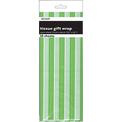 Stripes Lime Green Tissue Sheet Gift Wrap 10PK