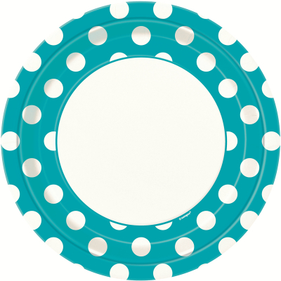 Polka Dots 23cm Plates Caribbean Teal 8PK