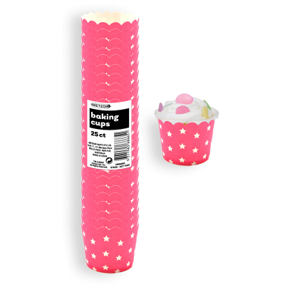 Stars Baking Cups Hot Pink 25PK