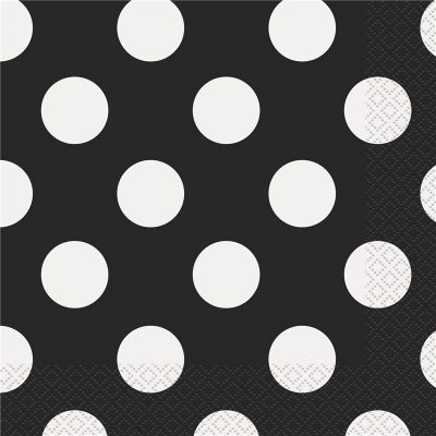 Polka Dots Luncheon Napkins Midnight Black 16PK