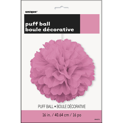 Hanging Puff Ball Decoration 40cm Hot Pink