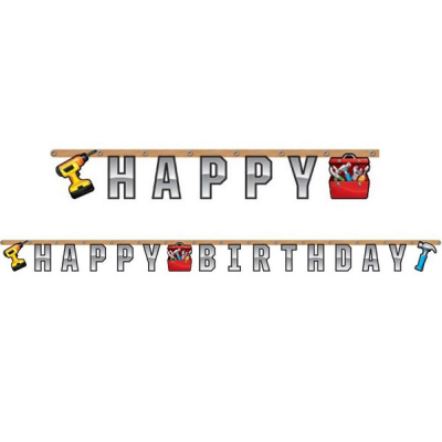 Handyman Tools Jointed Banner Happy Birthday