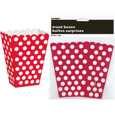 Polka Dots Treat Boxes Ruby Red 8PK