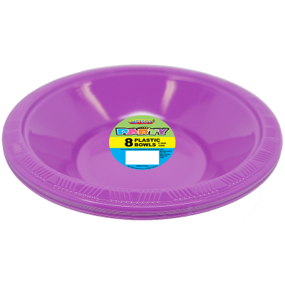 Plastic Bowls 18cm Purple 8PK