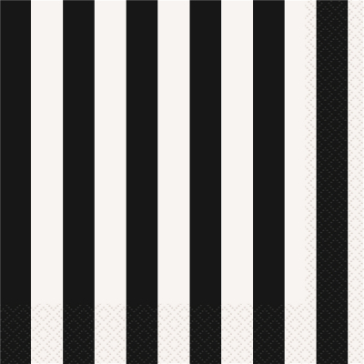 Stripes Black Luncheon Napkins 16PK