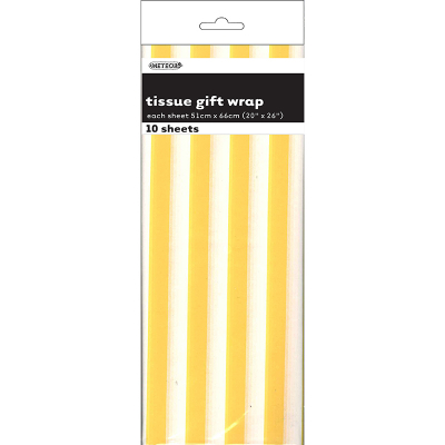 Stripes Yellow Tissue Sheet Gift Wrap 10PK