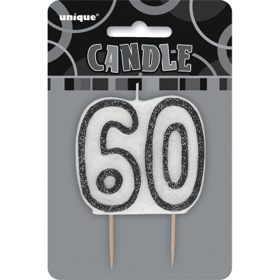 Glitz Birthday Black Numeral Candle 60th