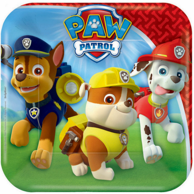 Paw Patrol 17cm Square Plates 8PK