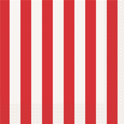 Stripes Red Luncheon Napkins 16PK