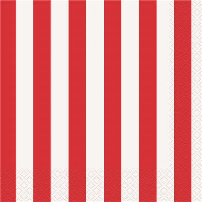 Stripes Red Luncheon Napkins 16PK