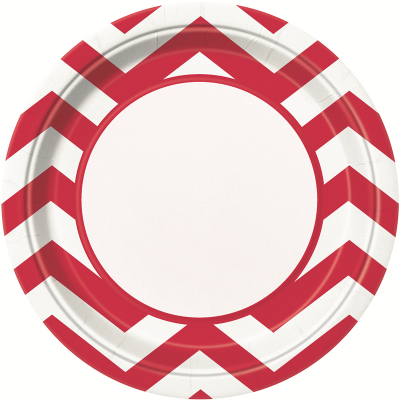 Chevron 23cm Plates Red 8PK