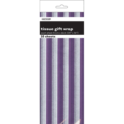 Stripes Purple Tissue Sheet Gift Wrap 10PK