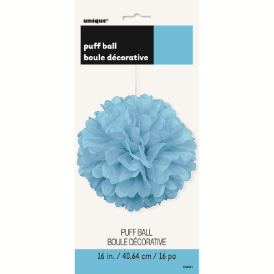 Hanging Puff Ball Decoration 40cm Pastel Blue