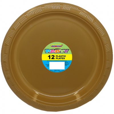 Plastic Around Plates 18cm Gold 12PK