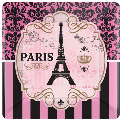 Day in Paris 25cm Square Paper Plates 8PK