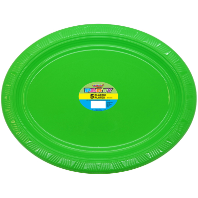 Oval Plastic Plates Lime Green 5PK