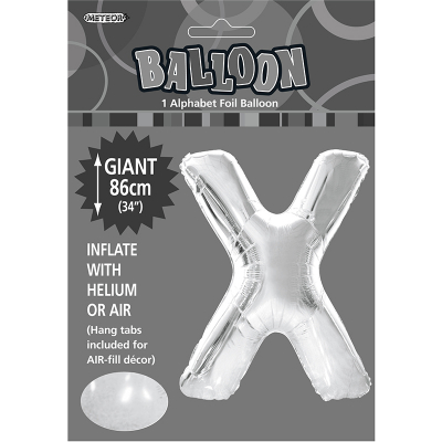 86cm 34 Inch Gaint Alphabet Foil Balloon Silver X