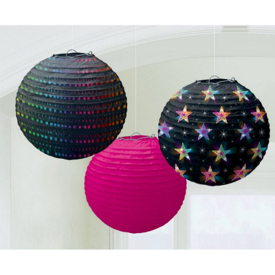 Disco Fever Round Paper Lantern 3PK