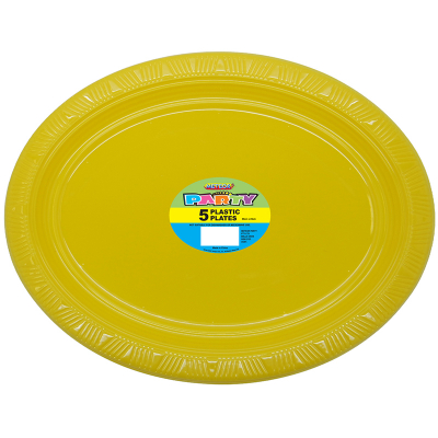 Oval Plastic Plates Yellow 5PK