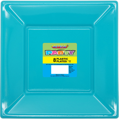 Square Plastic Plates 18cm Teal 8PK