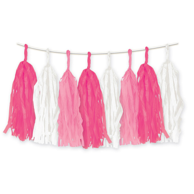 Tassel Garland Pink White 15PK