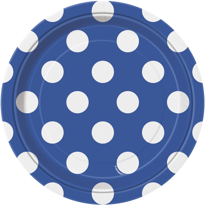 Polka Dots 17cm Plates Royal Blue 8PK