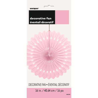 Hanging Decorative Fan 40cm Pastel Pink