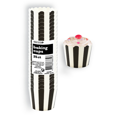 Stripes Black Baking Cups 25PK